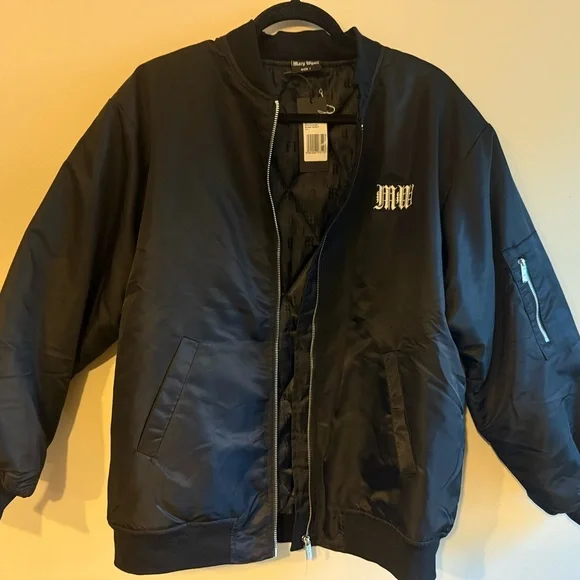 Black Graphic Bomber Jacket - Picture 10 of 10